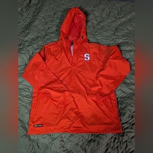 Orange Hooded Rain Windbreaker with S Logo